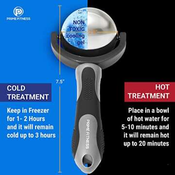 PRIME Fitness Cold Massage Roller Ball | Cold Therapy | Ice Roller Ball with Handle | cryo Stick | Relieve Muscle Pain (Black)