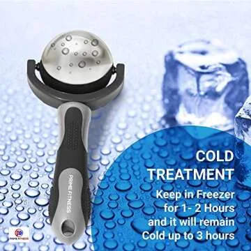 PRIME Fitness Cold Massage Roller Ball | Cold Therapy | Ice Roller Ball with Handle | cryo Stick | Relieve Muscle Pain (Black)