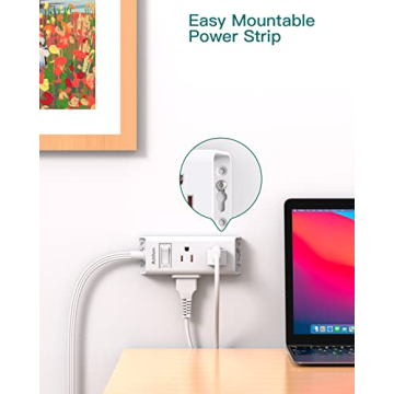 Addtam 5 ft Ultra Flat Extension Cord with 6 Outlets