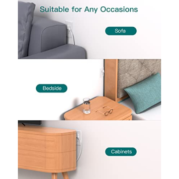 Addtam 5 ft Ultra Flat Extension Cord with 6 Outlets