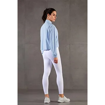 altiland Women's Athletic Running Yoga Gym Track Zip Up Cropped Jackets Long Sleeve Workout Shirts (Airy Blue, Small)