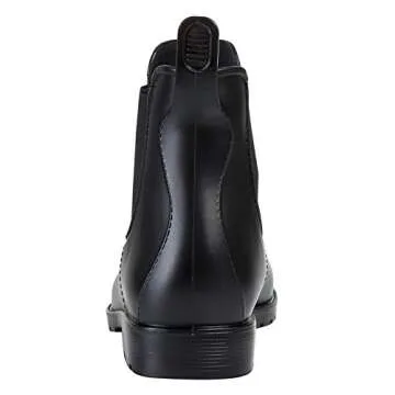 Asgard Women's Ankle Rain Boots Waterproof Chelsea Boots, Black 38 (Size 7.5)