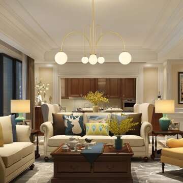 Kveosv Gold Sputnik Chandelier - 6 Light Mid Century Beauty for Dining Spaces