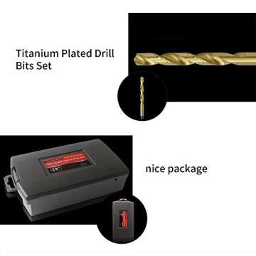 Monster & Master Titanium Plated Drill Bit Set, High-Speed Steel Gold Drill Bits with 135 Degree Split Point Tip, 1/16" to 3/8", 29 Pieces