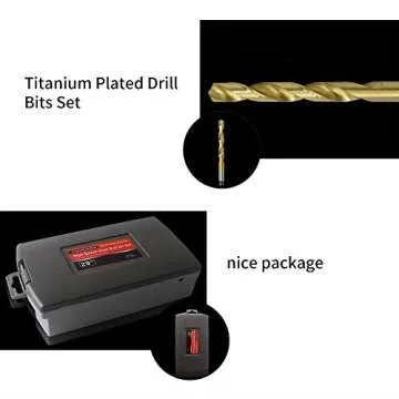 Monster & Master Titanium Plated Drill Bit Set, High-Speed Steel Gold Drill Bits with 135 Degree Split Point Tip, 1/16" to 3/8", 29 Pieces