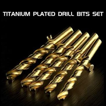 Monster & Master Titanium Plated Drill Bit Set, High-Speed Steel Gold Drill Bits with 135 Degree Split Point Tip, 1/16" to 3/8", 29 Pieces