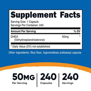 Nutricost DHEA 50mg, 240 Capsules - Gluten Free, Soy Free, Non-GMO, Supplement