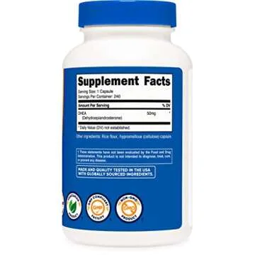 Nutricost DHEA 50mg Capsules, 240 Gluten-Free Options