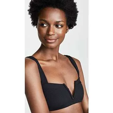 L*Space Ribbed Lee Lee Bikini Top for D Cups in Black