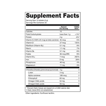 Sun Chlorella 200 mg Green Algae Superfood Supplement - 300 Tablets