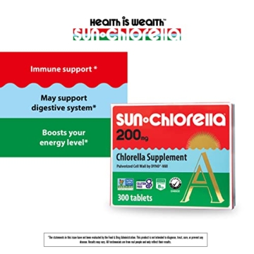 Sun Chlorella 200 mg Green Algae Superfood Supplement - 300 Tablets