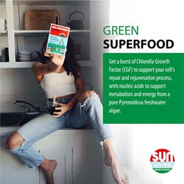 Sun Chlorella 200 mg Green Algae Superfood Supplement - 300 Tablets