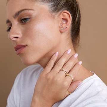 PAVOI Gold Plated Flat Back CZ Earrings for Women