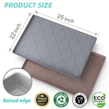SIKADEER Under Sink Mats for Kitchen Waterproof 25" x 22", Silicone Tray for Bathroom Under Sink Org...