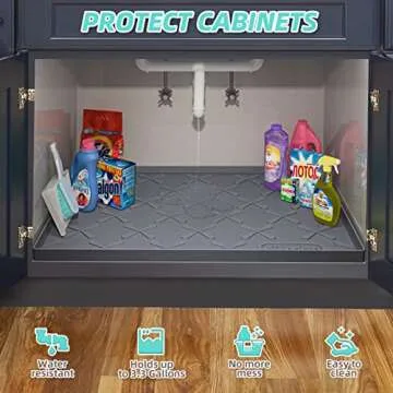 SIKADEER Under Sink Mats Waterproof Silicone Tray 25" x 22"