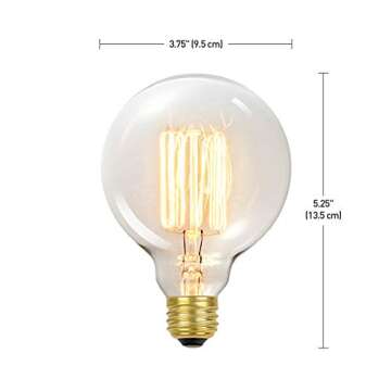 Globe Electric 60W Vintage Edison G30 Vanity Tungsten Incandescent Filament Light Bulb, E26 Standard...