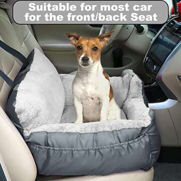 Utotol Dog Car Seats with Dog Seat Belt, Washable Dog Booster Pet Car Seat for Small Dogs, Anti-Slip Dog Travel Car Dog Bed for Car Front or Back Seat, Adjustable Safety Buckle, Storage Pockets