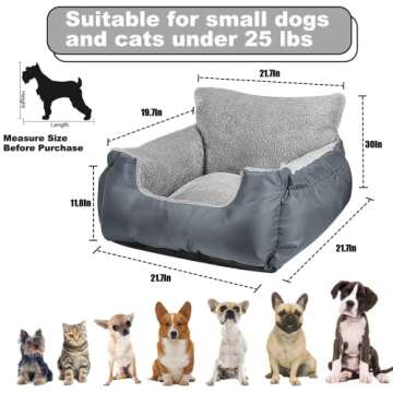 Utotol Dog Car Seats with Dog Seat Belt, Washable Dog Booster Pet Car Seat for Small Dogs, Anti-Slip Dog Travel Car Dog Bed for Car Front or Back Seat, Adjustable Safety Buckle, Storage Pockets