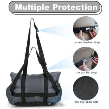 Utotol Dog Car Seats with Dog Seat Belt, Washable Dog Booster Pet Car Seat for Small Dogs, Anti-Slip Dog Travel Car Dog Bed for Car Front or Back Seat, Adjustable Safety Buckle, Storage Pockets