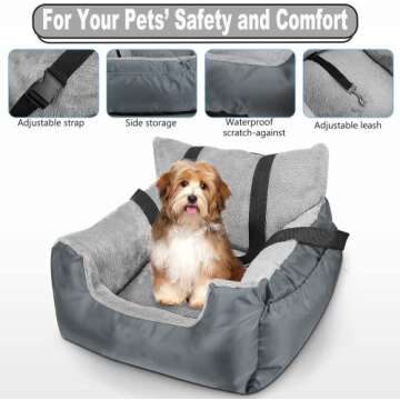 Utotol Dog Car Seats with Dog Seat Belt, Washable Dog Booster Pet Car Seat for Small Dogs, Anti-Slip Dog Travel Car Dog Bed for Car Front or Back Seat, Adjustable Safety Buckle, Storage Pockets