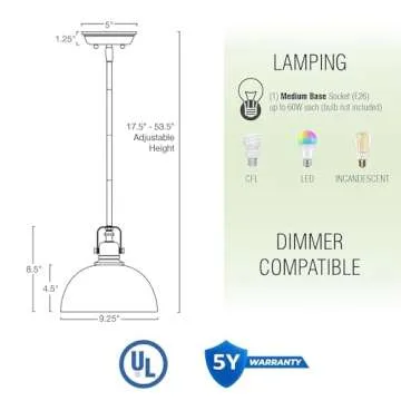Kira Home Belle 9" Contemporary Industrial Pendant Light, Adjustable Length + Shade Swivel Joint, Oil-Rubbed Bronze Finish