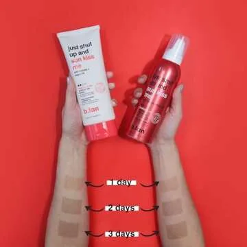 b.tan Medium Gradual Self Tanner Whip | Just Shut Up & Sun Kiss Me - Lightweight, Daily Aerosol Foam to a Build Luscious, Golden Glow, Enriched with Hydrating Marula & Argan Oils, 207ml