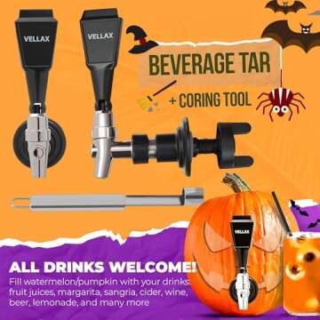 Pumpkin Tap Beverage Dispenser Kit - Fruit Keg Tapping Kit & Coring Tool - Juice DIY Spigot, Beer Fa...