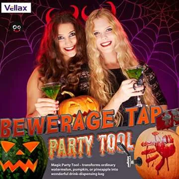 Pumpkin Tap Beverage Dispenser Kit - Fruit Keg Tapping Kit & Coring Tool - Juice DIY Spigot, Beer Faucet, Great Spout to Turn Halloween Pumpkins into Ice Tea & Alcohol Drink Party Cocktails