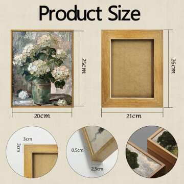 French Country Flower Canvas Wall Art Vintage Hydrangea Painting Retro Botanical Prints Poster Antique Pictures Of Flowers For Wall Vase Floral Artwork Vintage Flower Canvas Art Decor 8x10inch Frame