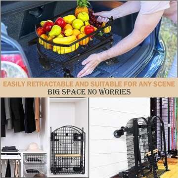 SHINOSKE Foldable Shopping Cart, 20" x 13.8" x 38.38", Black, For Home, Office, Travel