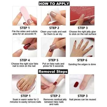 RikView French Tip Press on Nails Medium Acrylic Nails with Flowers Design Almond Fake Nails Nude Nails for Women