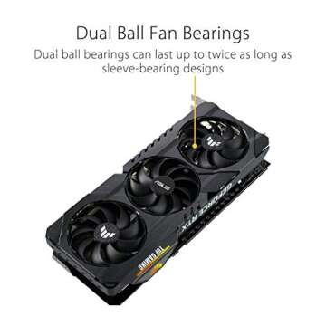 ASUS TUF Gaming NVIDIA GeForce RTX 3060 OC Edition Graphics Card (PCIe 4.0, 12GB GDDR6, HDMI 2.1, DisplayPort 1.4a, Dual Ball Fan Bearings, Military-Grade Certification, GPU Tweak II)