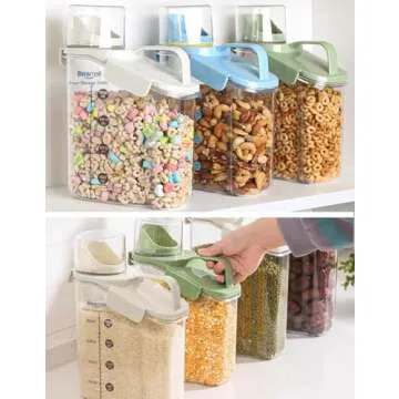 Besmall Cereal Containers Storage, 2L Airtight Large Dry Food Storage Containers with Pouring Spout Airtight Cereal storage Container with Lid Plastic Dispenser