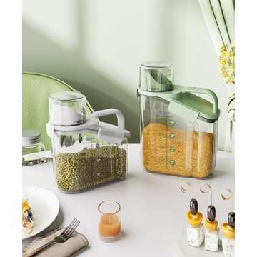 Besmall Cereal Containers Storage, 2L Airtight Large Dry Food Storage Containers with Pouring Spout Airtight Cereal storage Container with Lid Plastic Dispenser