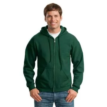 Gildan Heavy Blend Unisex Adult Full Zip Hooded Sweatshirt Top (L) (Ash)