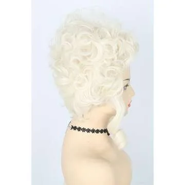 Topcosplay Blonde Short Big Hair Wig Halloween Costume Cosplay Wigs for Women Baroque Beehive Wig