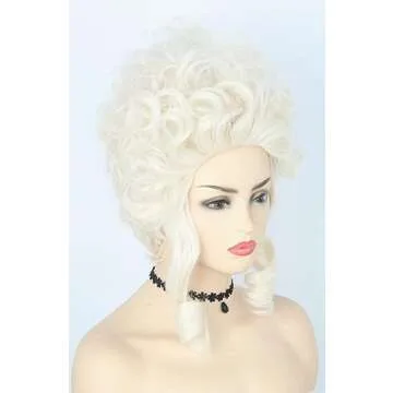 Topcosplay Blonde Short Big Hair Wig Halloween Costume Cosplay Wigs for Women Baroque Beehive Wig