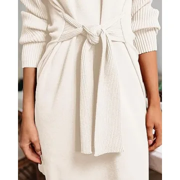 Trendy dowerme Turtleneck Tie Waist Mini Sweater Dress