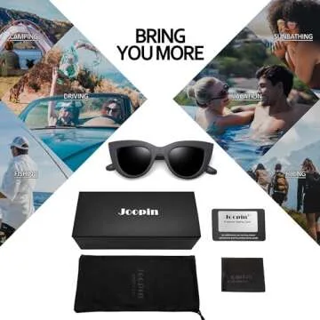 Joopin Polarized Black Cateye Sunglasses Oversized, Retro Chunky Dark Cat Eye Sun Glasses UV Protection
