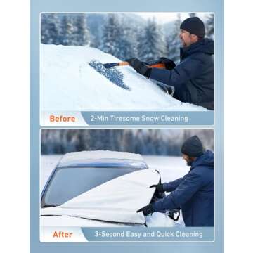 AstroAI Car Windshield Snow Cover, Windshield Cover for ice and Snow, Frost Windshield Cover for Ice...