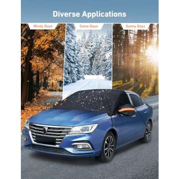 AstroAI Car Windshield Snow Cover, Windshield Cover for ice and Snow, Frost Windshield Cover for Ice, 2*Removal Side Mirror Protector, Windproof UV Sunshade Cover for Cars, SUVs, Vans