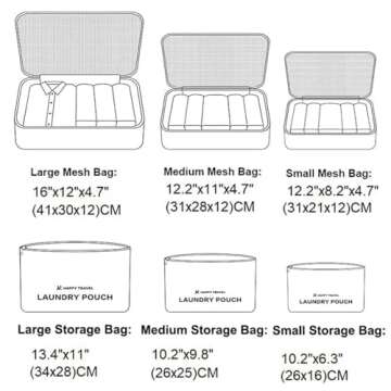 Laebevon 6 Set Packing Cubes Travel Carry On Luggage Organizers Storage Bags Travel Packing Organizers, Navy Blue Star