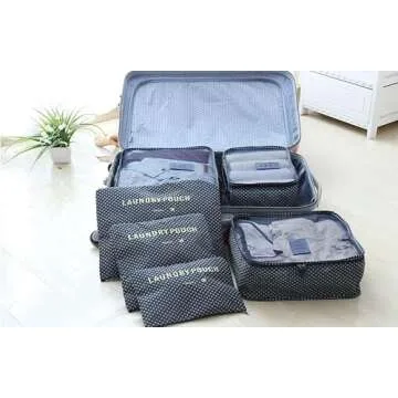 Laebevon 6 Set Packing Cubes for Effortless Travel Organization