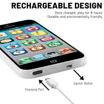 Toy Learning Play Cell Phone with 8 Functions and Dazzling Lights for Toddler Baby Kids 12-18 Months Ages 1-3 Year Old, Black3