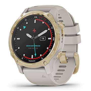 Garmin Descent Mk2S (Light Gold/Light Sand) Dive Computer Watch Bundle - Air Integration, Multisport Training Features - includes PlayBetter Waterproof Dry Bag Set