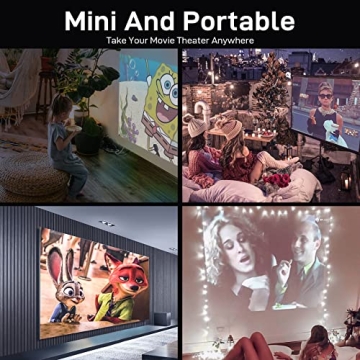 Portable ASAKUKI Mini Projector with 7500 Lumens & 200'' Screen