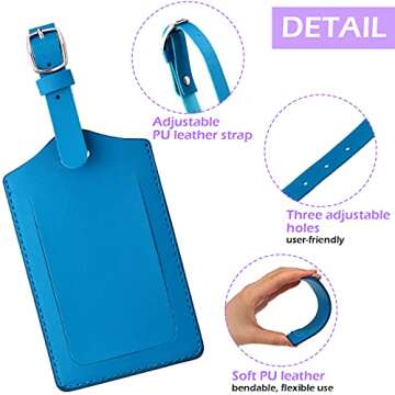 Weewooday 8 Pcs PU Leather Luggage Tags - Stylish and Practical Travel Tags for All