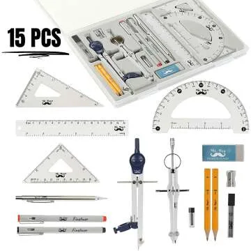 15 Piece Professional Geometry Set for Artists