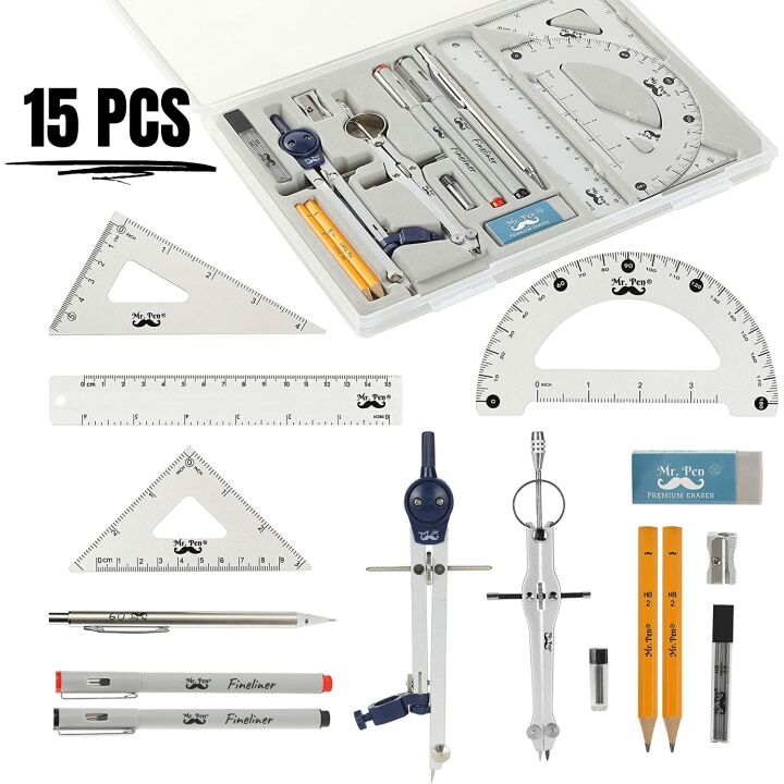 15 Piece Professional Geometry Set for Artists