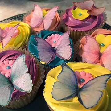 Edible Butterflies for Cake Decorating Set of 24-2" Big Size Cake and Cupcake Toppers, Butterfly Cake Toppers